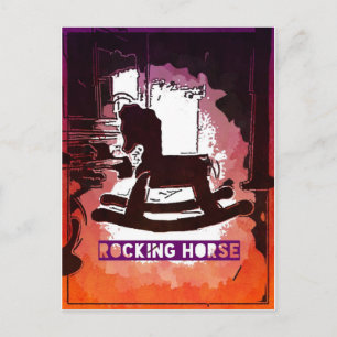 Cool Kids Wooden Rocking Horse Toy Pop Art Postcard