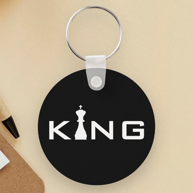 Cool King Typography Chess Player Keychain (Creator Uploaded)