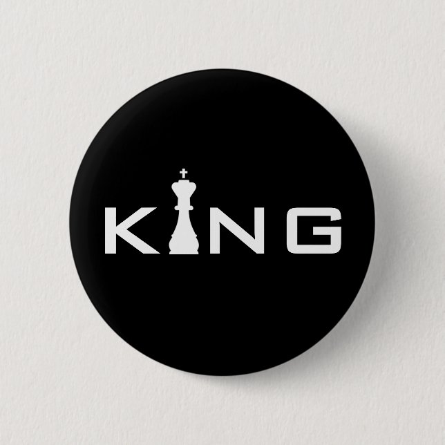 Cool King Typography Chess Player Pinback Button (Front)