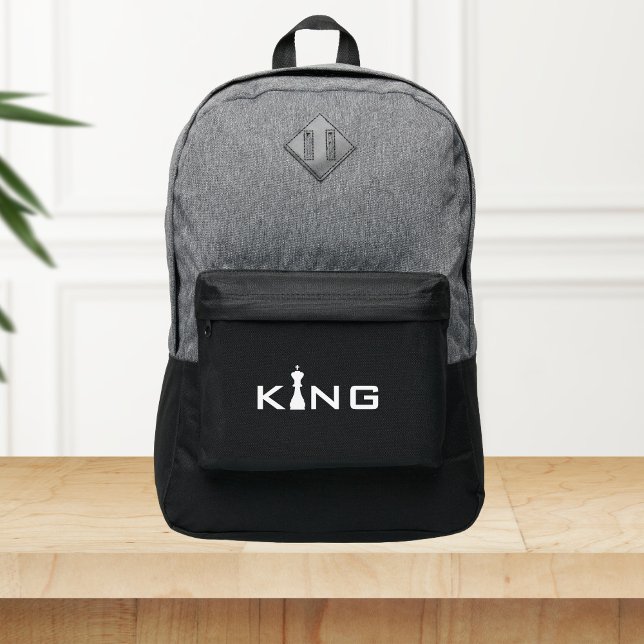 Cool King Typography Chess Player Port Authority® Backpack (Creator Uploaded)