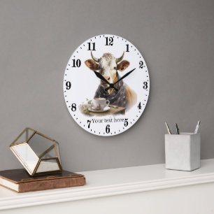 cool kitchen or office coffee cow large clock