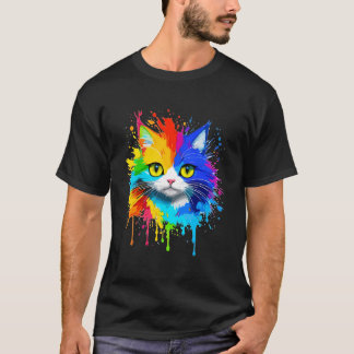 Cool Kitten Cute Colourful Cat Splash Cat Lovers T-Shirt