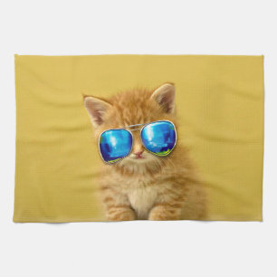 Cool Kitten in sunglasses Kitchen Towel