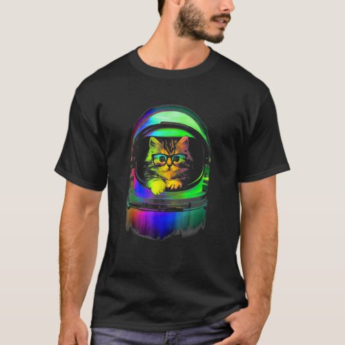 Cool Kitten On He Helmet Space Cat Ee For Men Wome T_Shirt