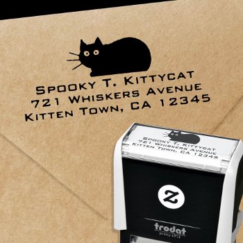 Cool Kitty Cat Return Address Self-inking Stamp by jennsdoodleworld at Zazzle
