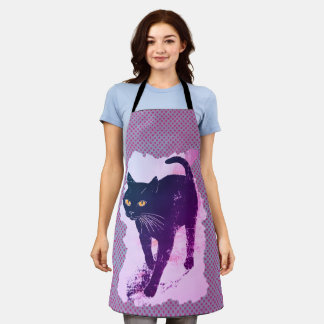 Cool Kitty Lino Print vintage spot Apron