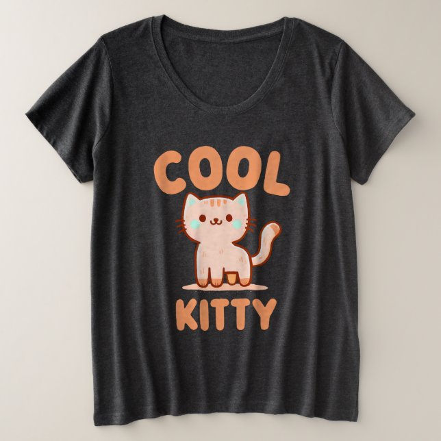 Cool Kitty Plus Size T-Shirt (Design Front)