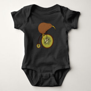 Cool Kiwi Bird on Kiwi Fruit Design Baby Bodysuit