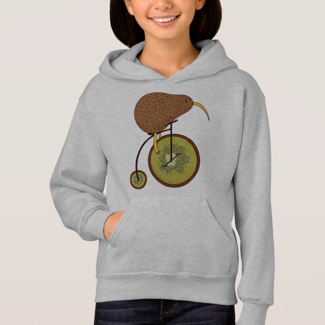 Cool Kiwi Bird on Kiwi Fruit Design Hoodie (Front)