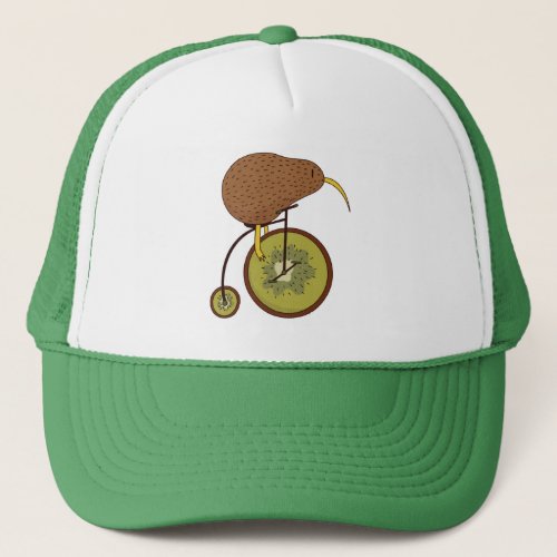 Cool Kiwi Bird on Kiwi Fruit Design Trucker Hat