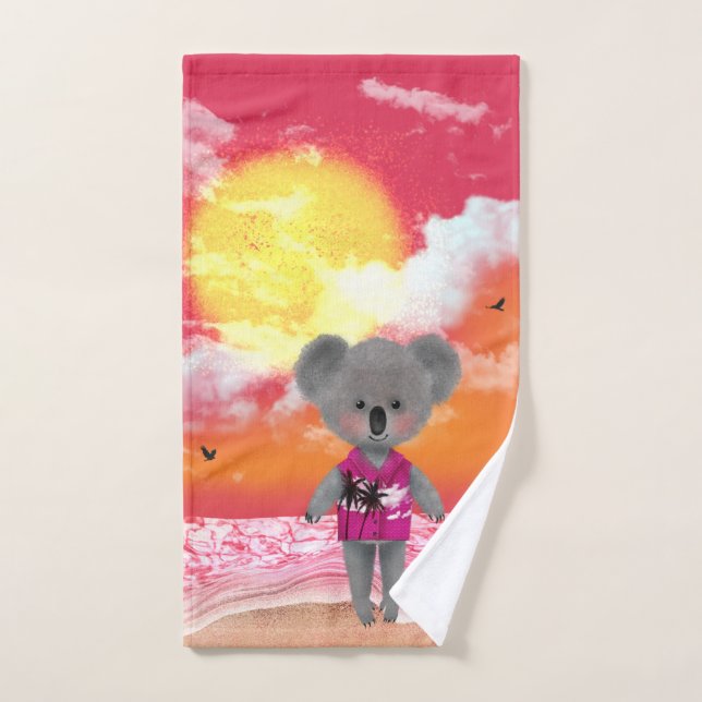 Cool Koala on Sunset Beach Hand Towel (Hand Towel)