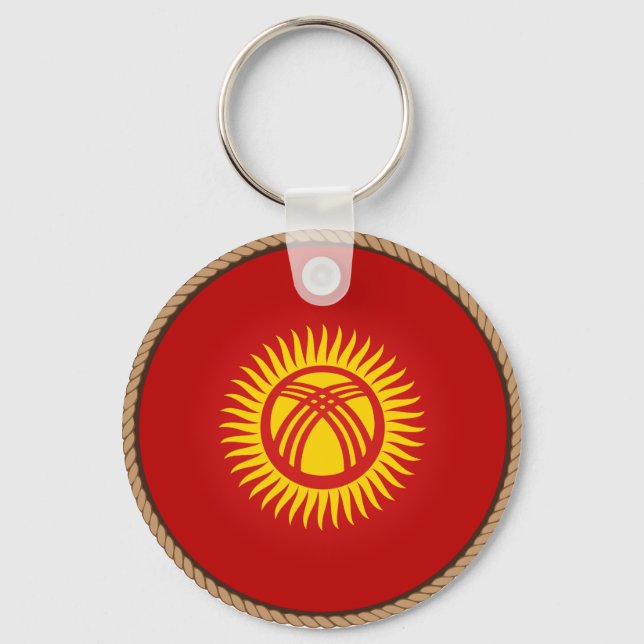Cool Kyrgyzstan Flag Seal Keychain (Front)