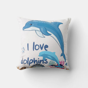 Cool l Love Dolphins Quotes Dolphin Lovers Throw Pillow
