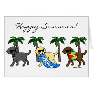Cool Labradors Beach Party Cartoon Cards