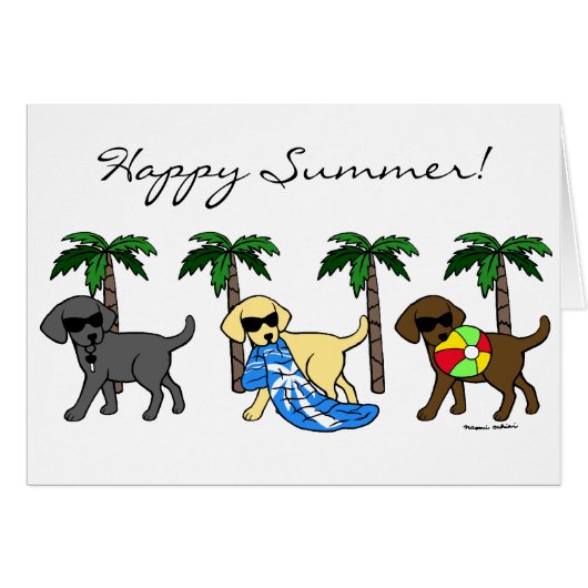 Cool Labradors Beach Party Cartoon Cards (Front Horizontal)