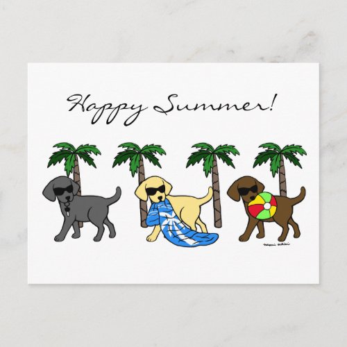 Cool Labradors Beach Party Cartoon Invitation Postcard