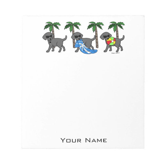Cool Labradors Beach Party Cartoon Notepad (Front)