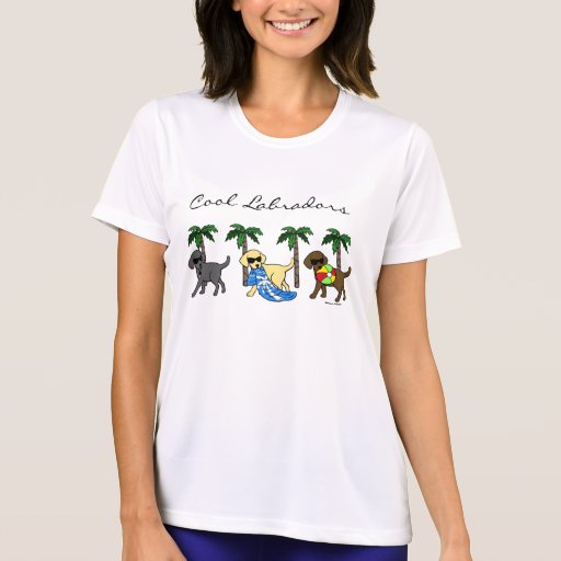 Cool Labradors Beach Party Cartoon T-Shirt 