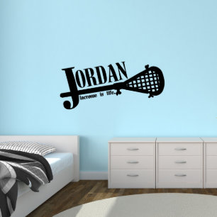 Cool Lacrosse Stick & Name Large Sports Wall Decal