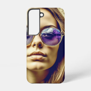 Cool Lady with Reflection in her Sunglasses Samsung Galaxy S22 Case