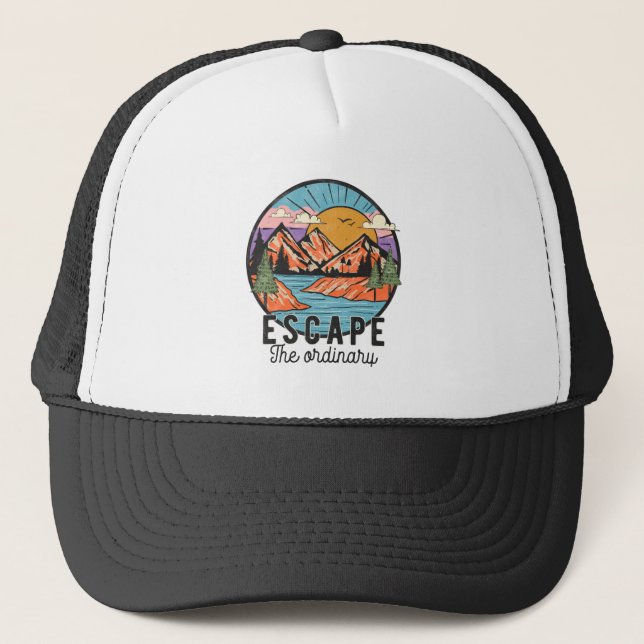 Cool lake escape word art trucker hat (Front)