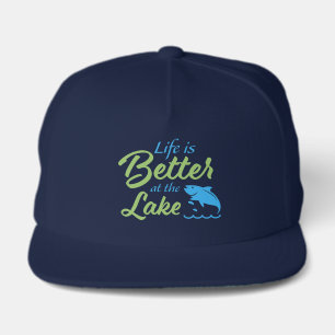Cool lake life word art  snap back hat