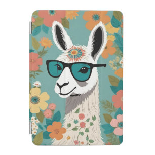 Cool Lama In Sunglasses Floral iPad Mini Cover