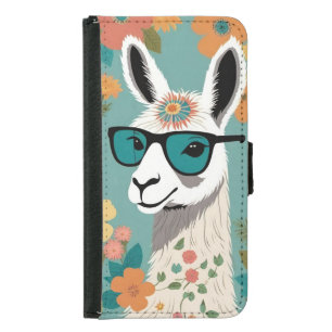 Cool Lama In Sunglasses Floral Samsung Galaxy S5 Wallet Case