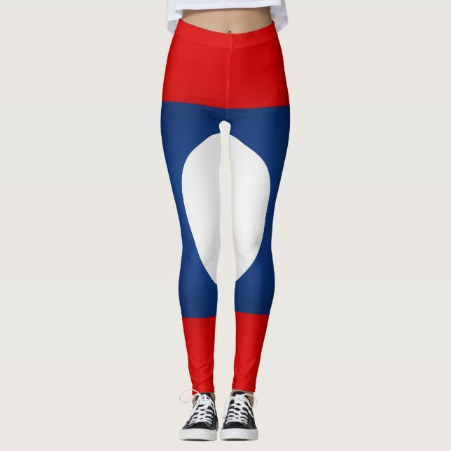 Cool Laos Flag Fashion Leggings (Front)