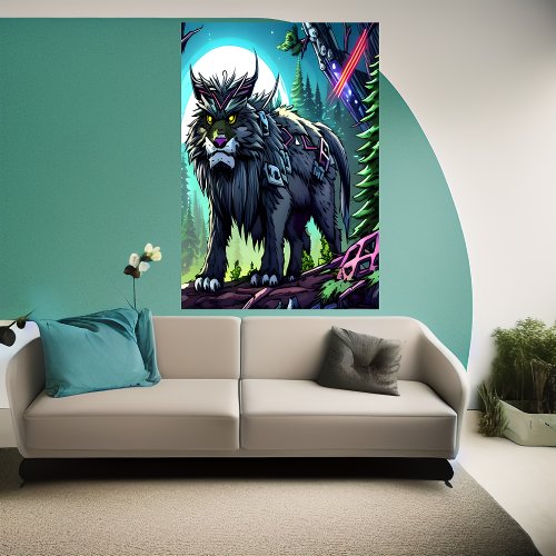 Cool large fantasy beast  AI Art Poster