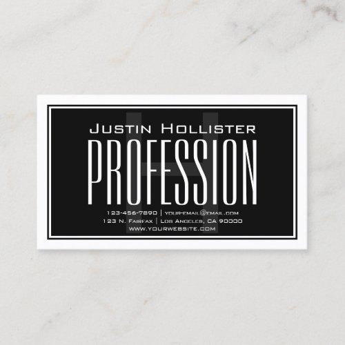 Cool Large Modern Initial  Black  White Business Card