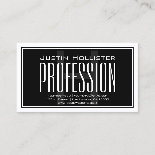 Cool Large Modern Initial | Black & White Business Card (Front)