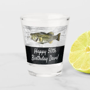 Cool Largemouth Bass Fishing 50th Birthday Shot Glass