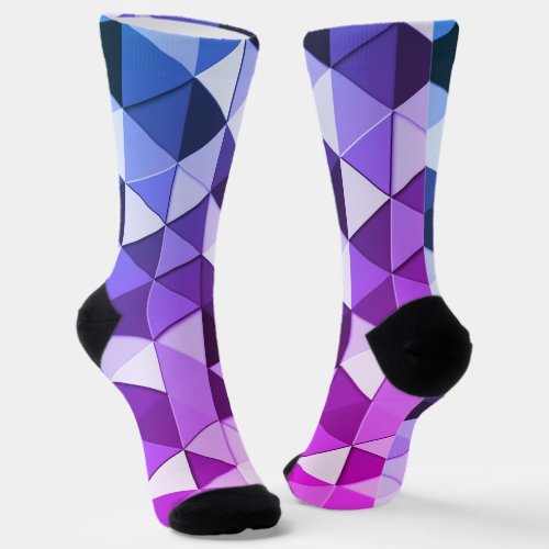 Cool lavender blue triangles geometric pattern socks