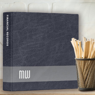 Cool Leather Metal Stripe Bold Monogram 3 Ring Binder