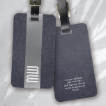 Cool Leather Metal Stripe Bold Monogram Luggage Tag<br><div class="desc">Personalize with your own details for a one-of-a-kind monogram design</div>