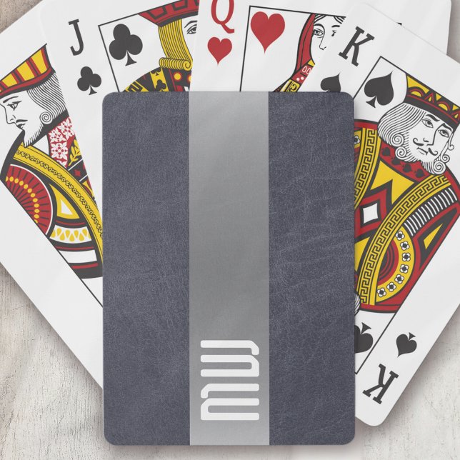 Cool Leather Metal Stripe Bold Monogram Poker Cards (Creator Uploaded)