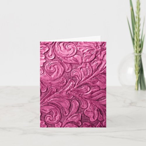 Cool Leather Thank You Card Pink