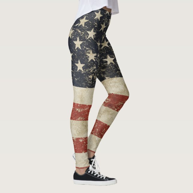 Cool leggings with vintage flag of USA (Right)