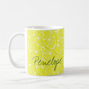 Cool Lemon Slices Pattern Signature Add Your Name Coffee Mug