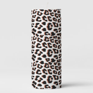 Cool Leopard Animal Print Pattern Pillar Candle