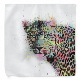 Cool leopard animal watercolor splatters paint bandana