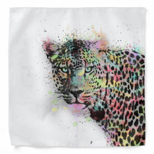 Cool leopard animal watercolor splatters paint bandana