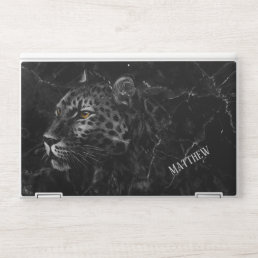 Cool Leopard  Black Marble Background Monogram  HP Laptop Skin