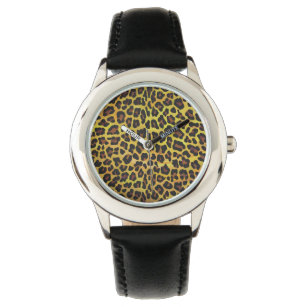 Cool Leopard Brown and Yellow Print Kids Watch
