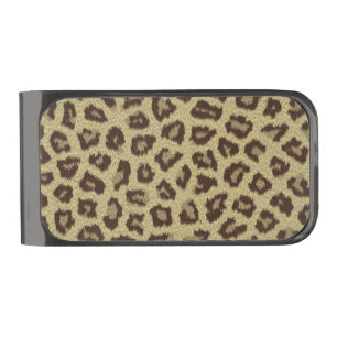 Cool Leopard Fur Print Gunmetal Finish Money Clip