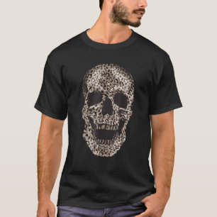 Cool Leopard Print Skull Funny Animal Skin Head Bo T-Shirt