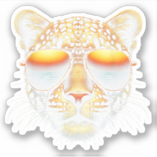 Cool Leopard Wearing Sunglasses Stylish Leopard Sticker