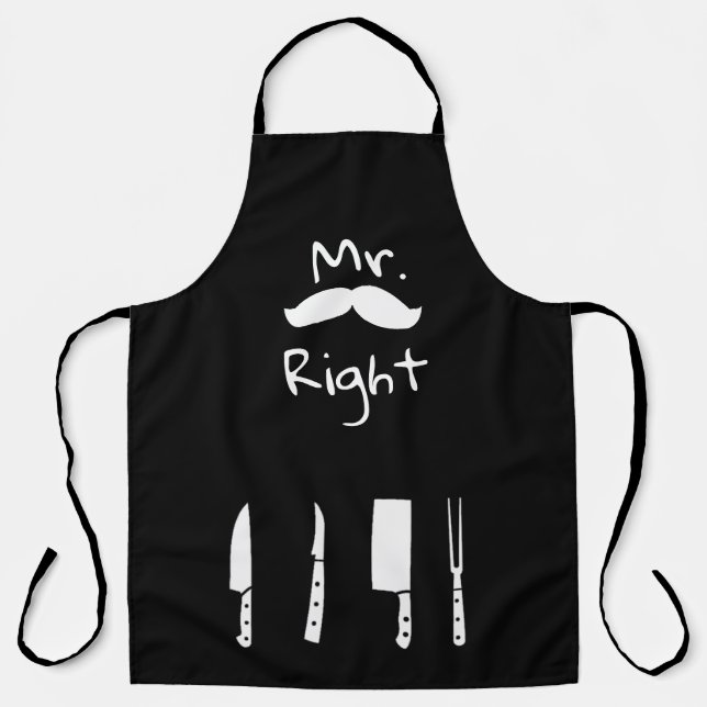 Cool Letter Print Aprons, Mr. Right All-Over Print Apron (Front)