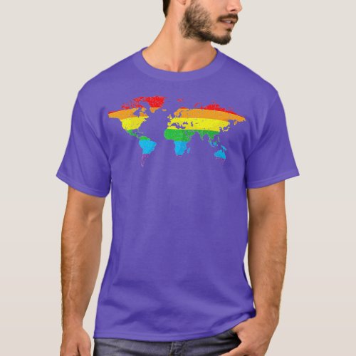 Cool LGBT World Map Gift  Funny Rainbow  T_Shirt